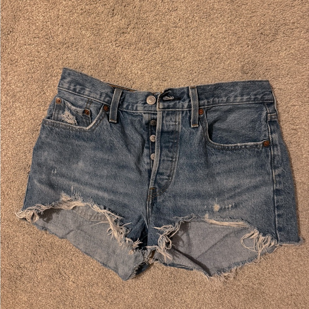 Women’s Levi’s 501 distressed denim shorts